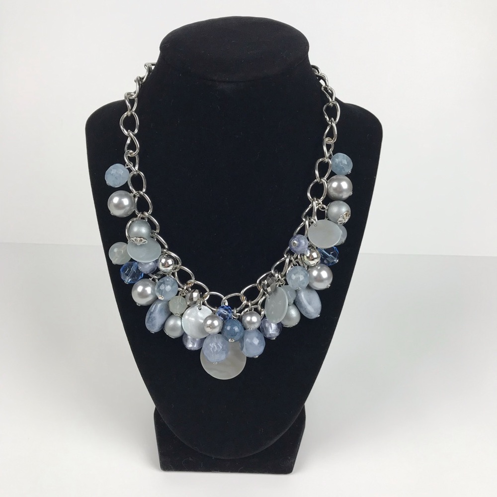 Vintage | Silver Tone Beaded Statement Necklace